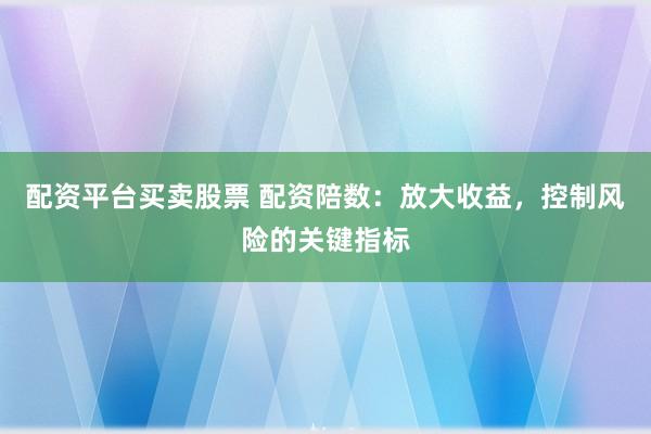 配资平台买卖股票 配资陪数：放大收益，控制风险的关键指标