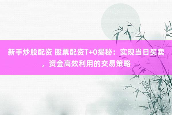 新手炒股配资 股票配资T+0揭秘：实现当日买卖，资金高效利用的交易策略