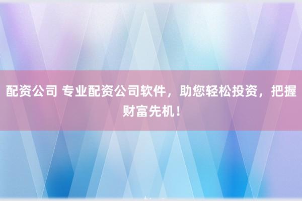 配资公司 专业配资公司软件，助您轻松投资，把握财富先机！