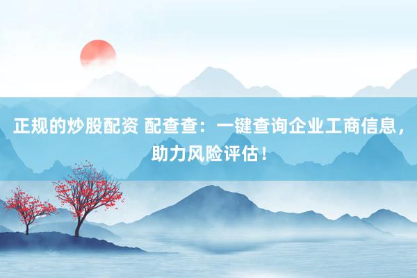 正规的炒股配资 配查查：一键查询企业工商信息，助力风险评估！