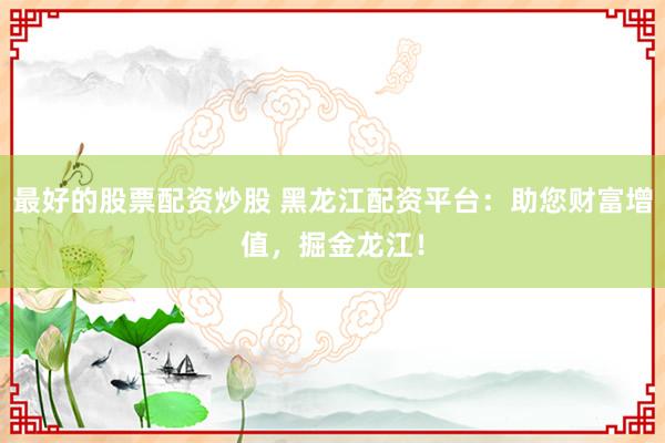 最好的股票配资炒股 黑龙江配资平台：助您财富增值，掘金龙江！