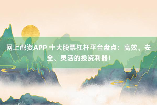 网上配资APP 十大股票杠杆平台盘点：高效、安全、灵活的投资利器！