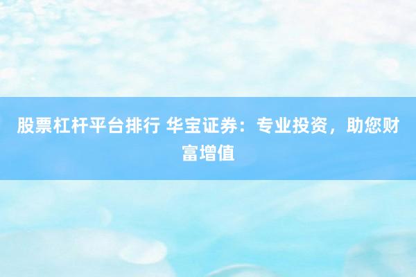 股票杠杆平台排行 华宝证券：专业投资，助您财富增值