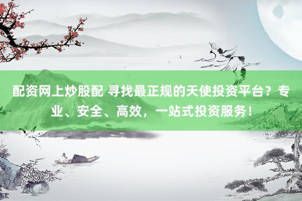配资网上炒股配 寻找最正规的天使投资平台？专业、安全、高效，一站式投资服务！
