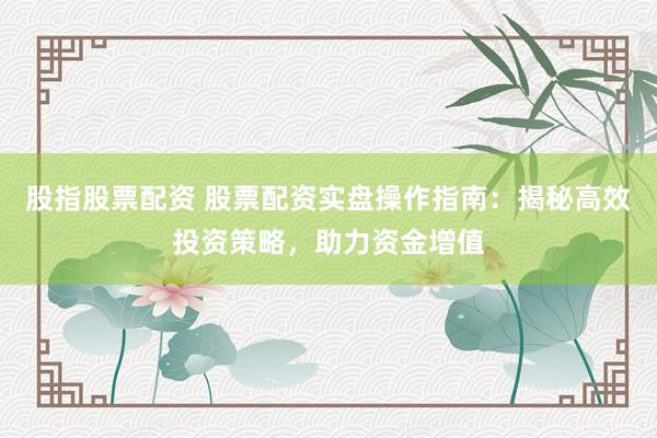 股指股票配资 股票配资实盘操作指南:揭秘高效投资策略,助力资金增值