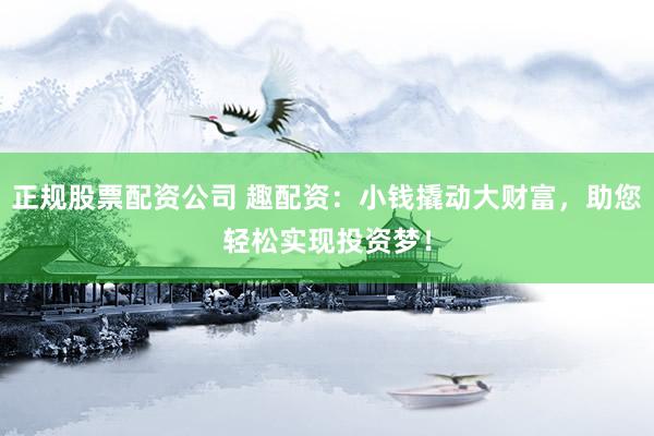 正规股票配资公司 趣配资：小钱撬动大财富，助您轻松实现投资梦！