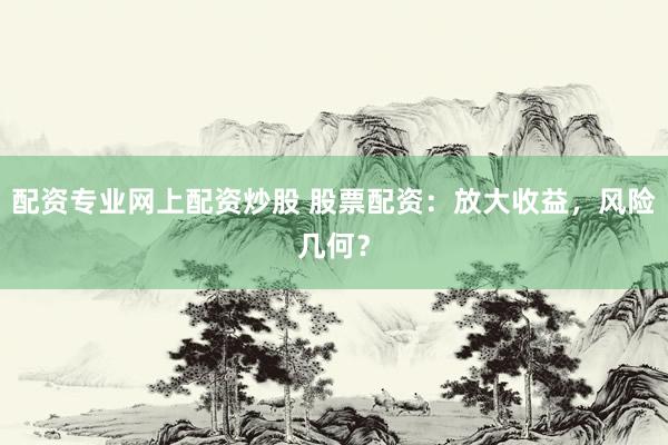 配资专业网上配资炒股 股票配资：放大收益，风险几何？